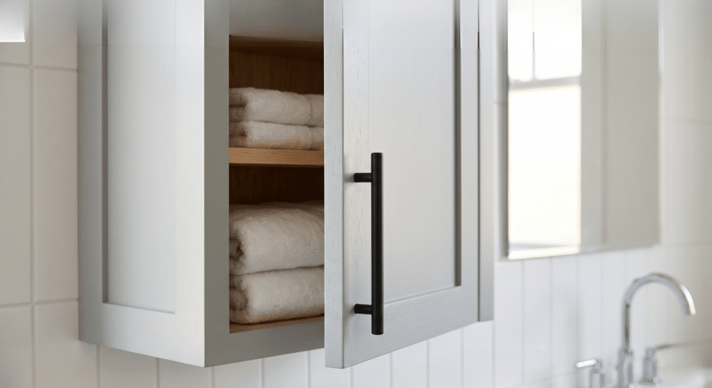 Maximizing Vertical Space: Stylish Ideas for Bathroom Wall Cabinets bathroom cinet close up