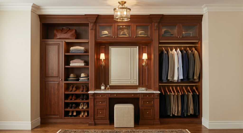 Traditional, Custom, and European Closets: Understanding What Closet Styles Are Best For Your Florida Home A traditional built in style closet.